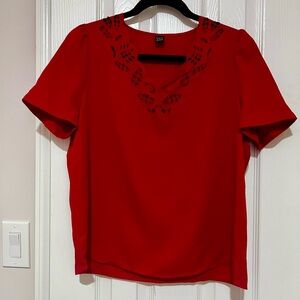 SHEIN Red Women's Blouse with Cutout Design